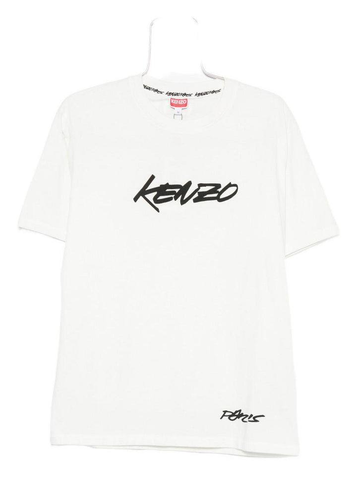 T-shirt bianca in cotone biologico con logo 