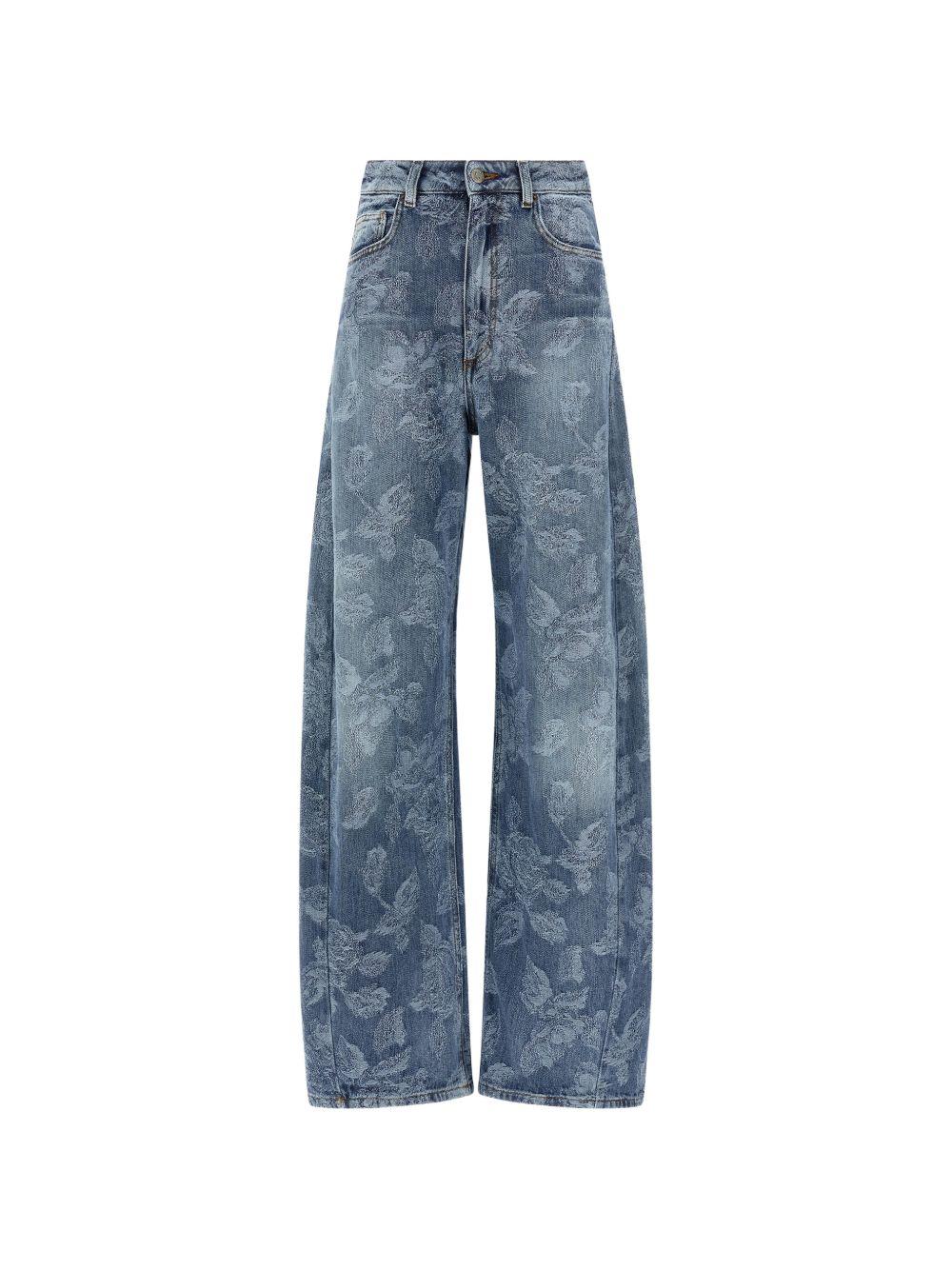 Jeans con ricami floreali 