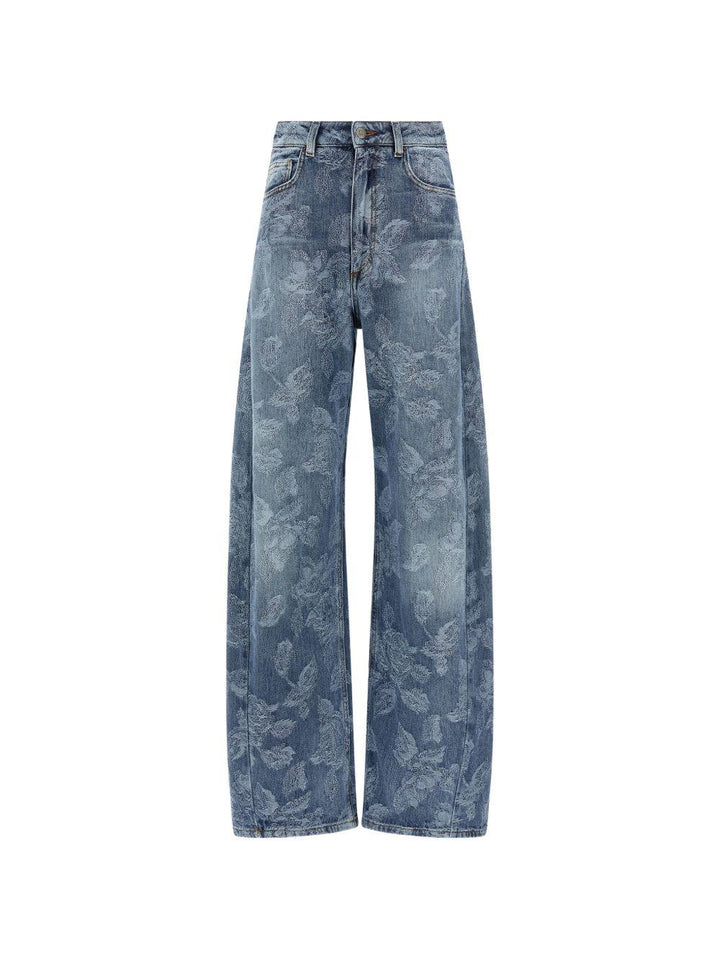 Jeans con ricami floreali 