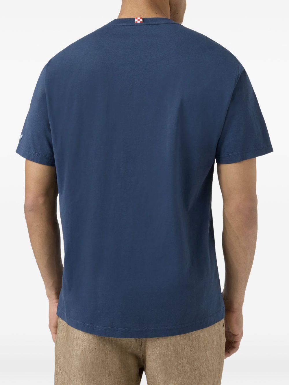 T-shirt blu con stampa grafica 