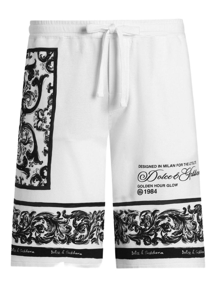 Shorts bianchi in cotone con logo 