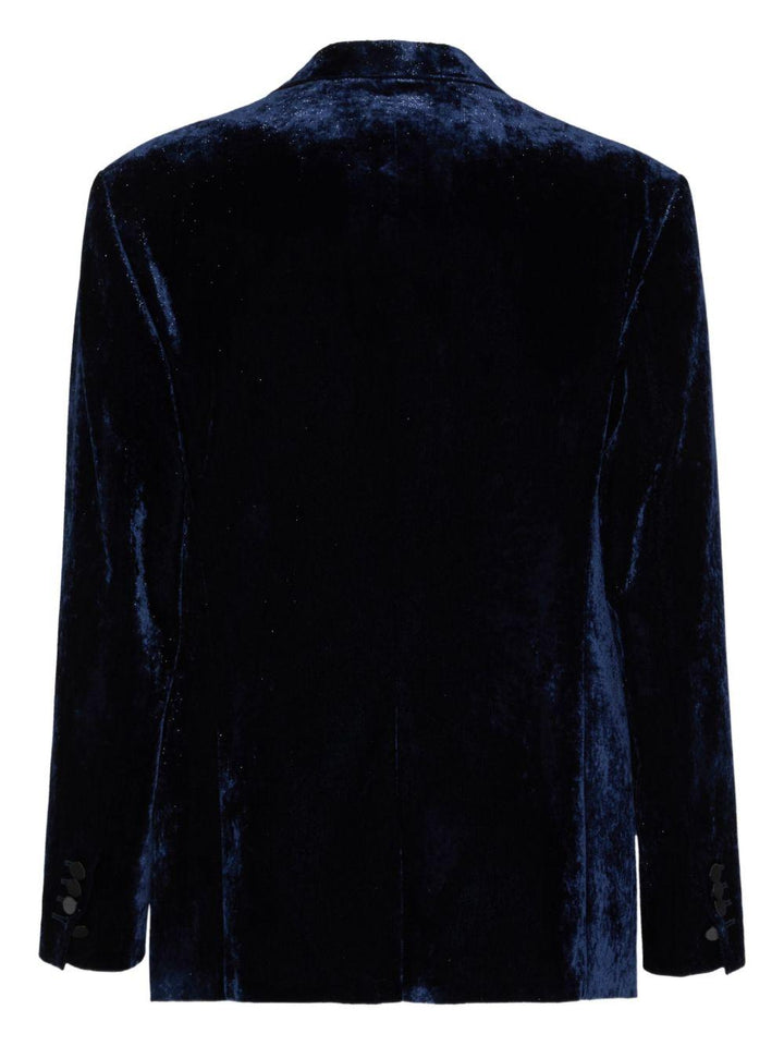 Blazer blu navy in velluto 