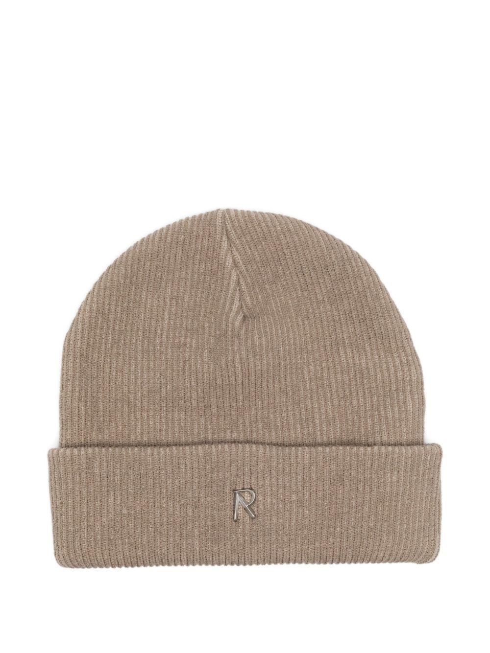 Berretto con applicazione logo beige 