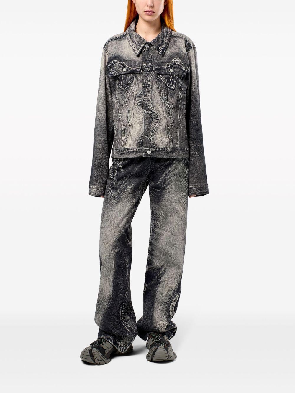 Giacca denim grigio scuro con stampa 