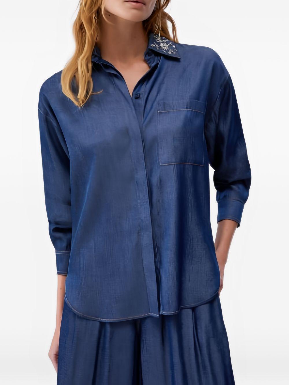 Camicia denim con colletto rimovibile 