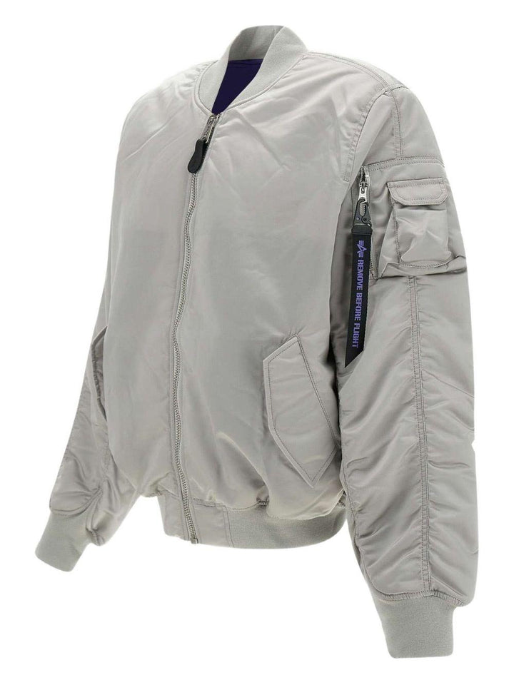 Bomber grigio con zip 