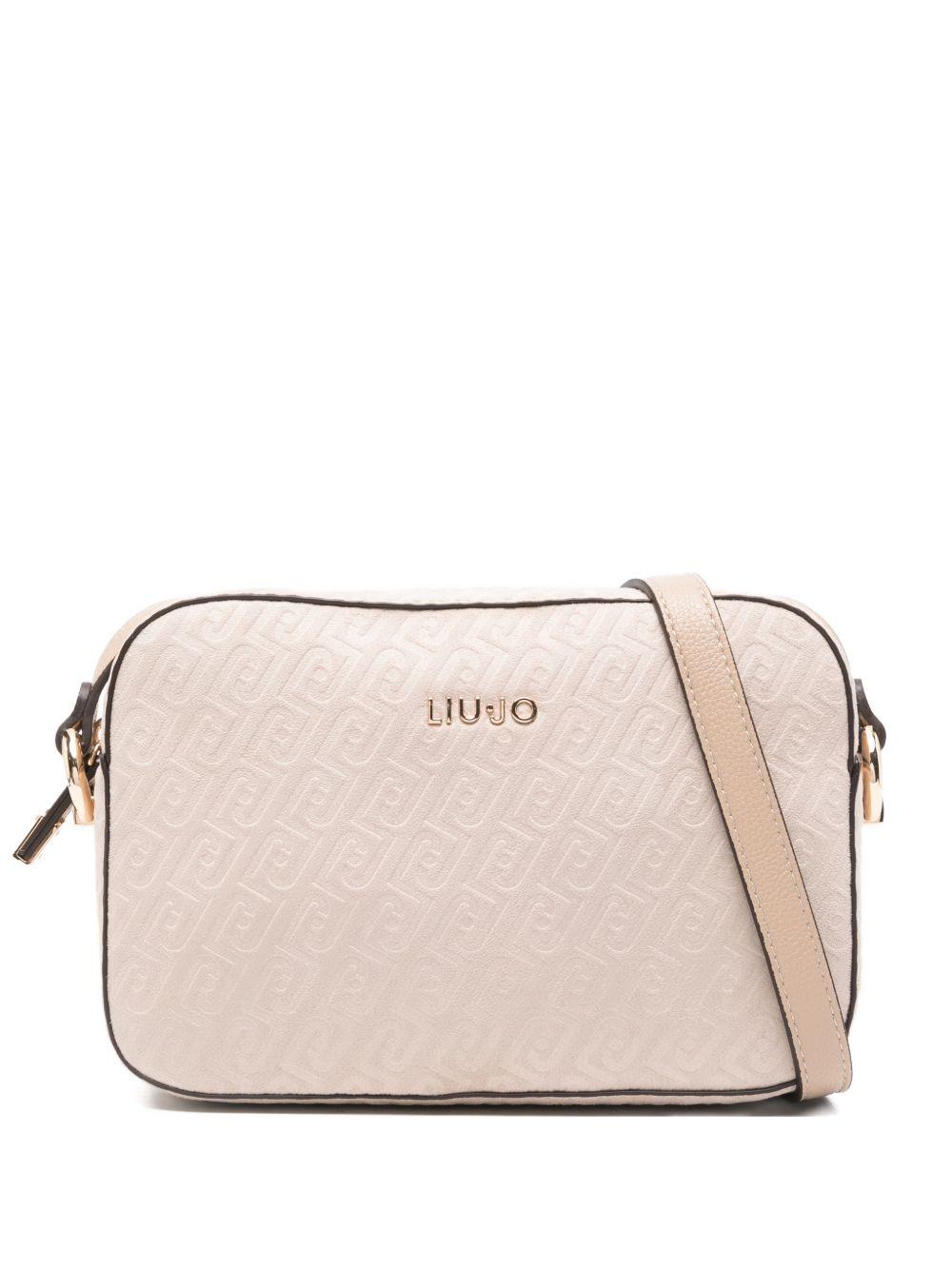Borsa a tracolla con logo goffrato 