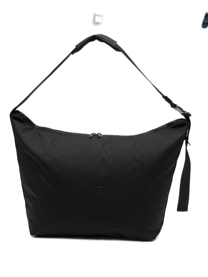 Borsa tote nera con logo 