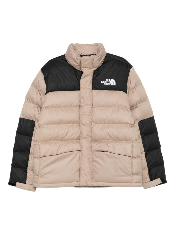 Giacca trapuntata beige color block con inserti imbottiti 