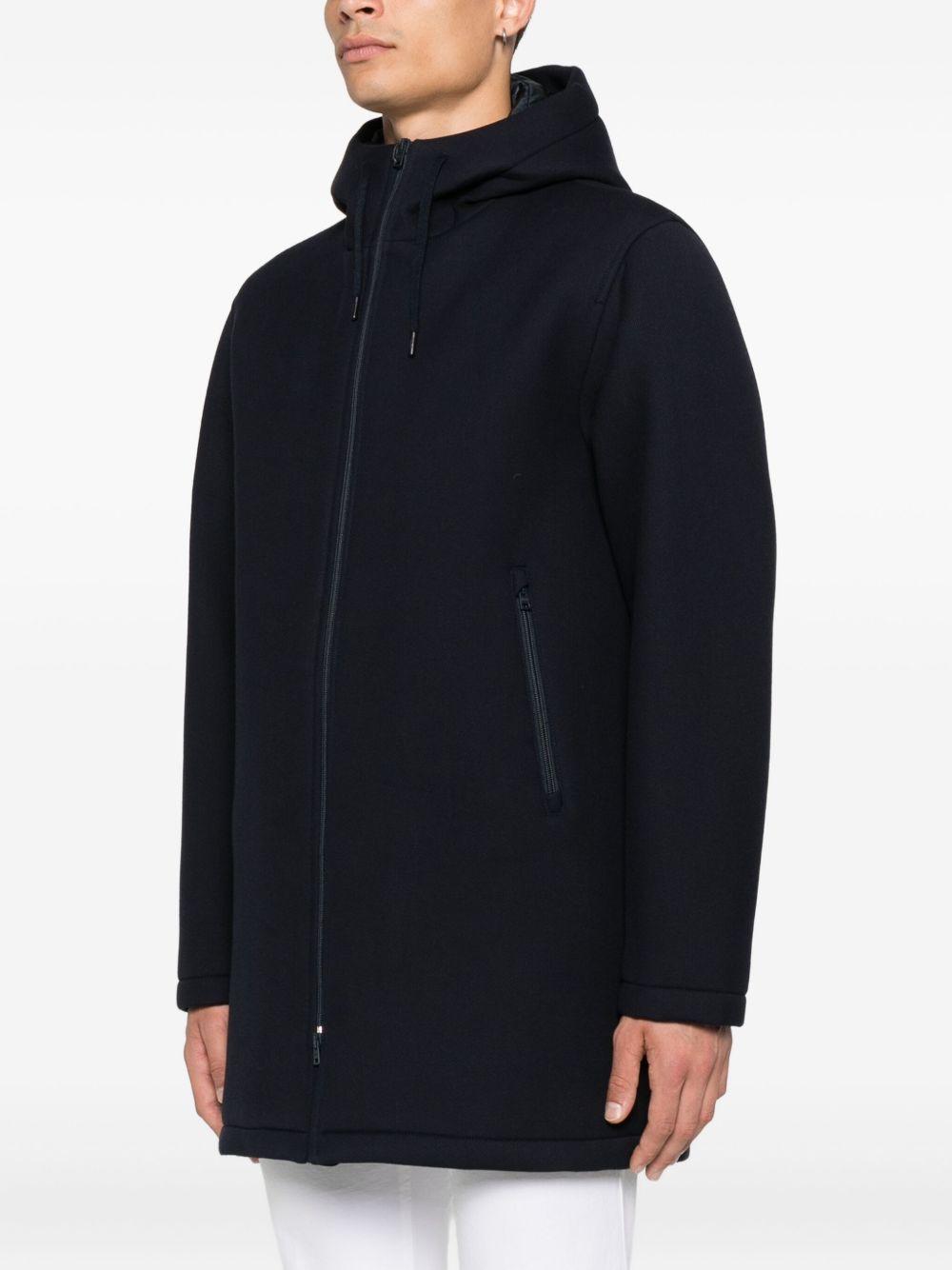 Giaccone navy con zip e cappuccio 