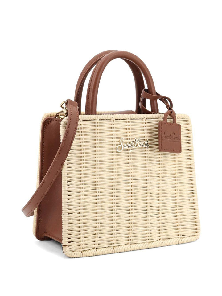 Borsa beige con texture intrecciata 