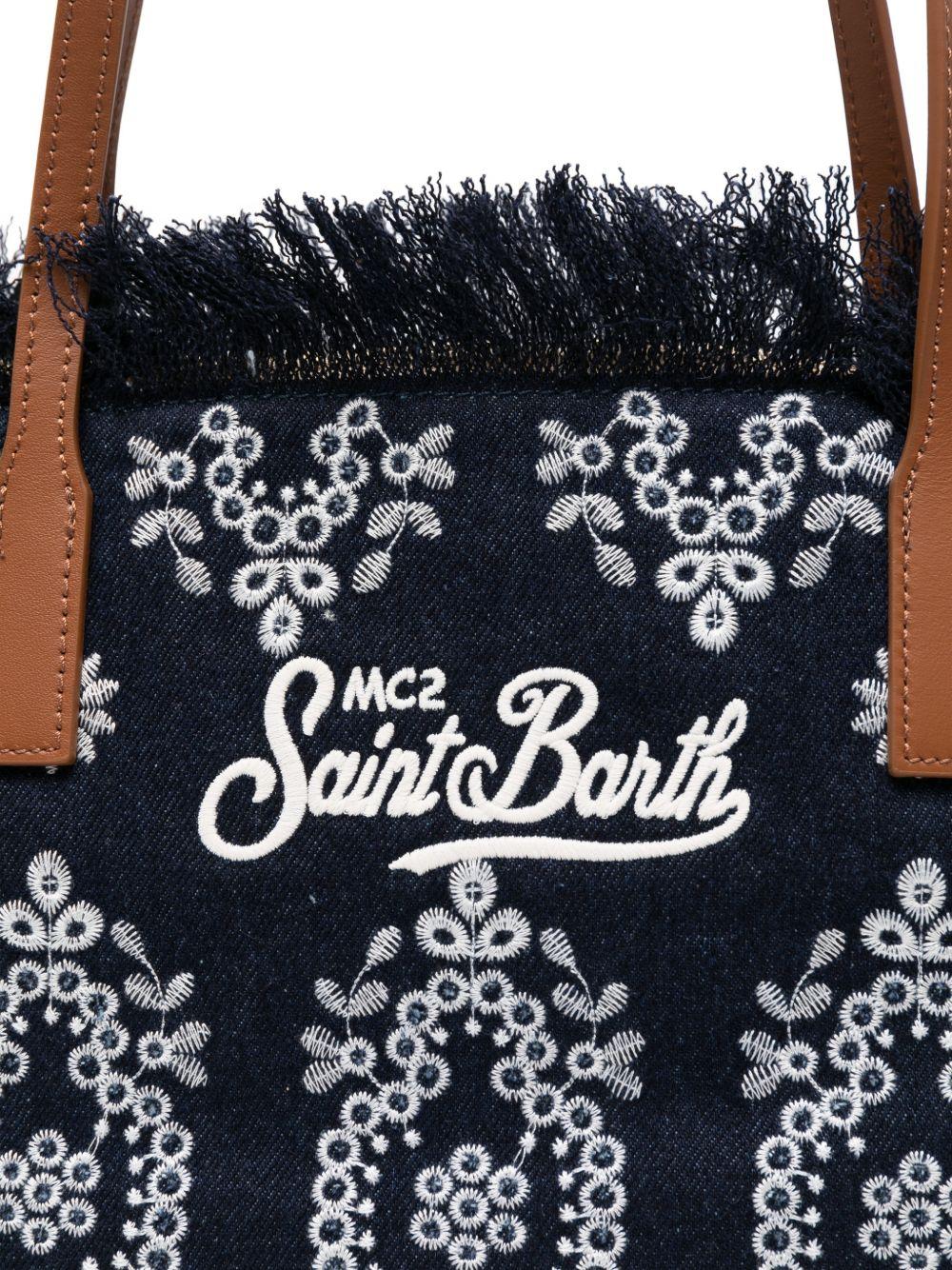 Borsa tote floreale con frange 
