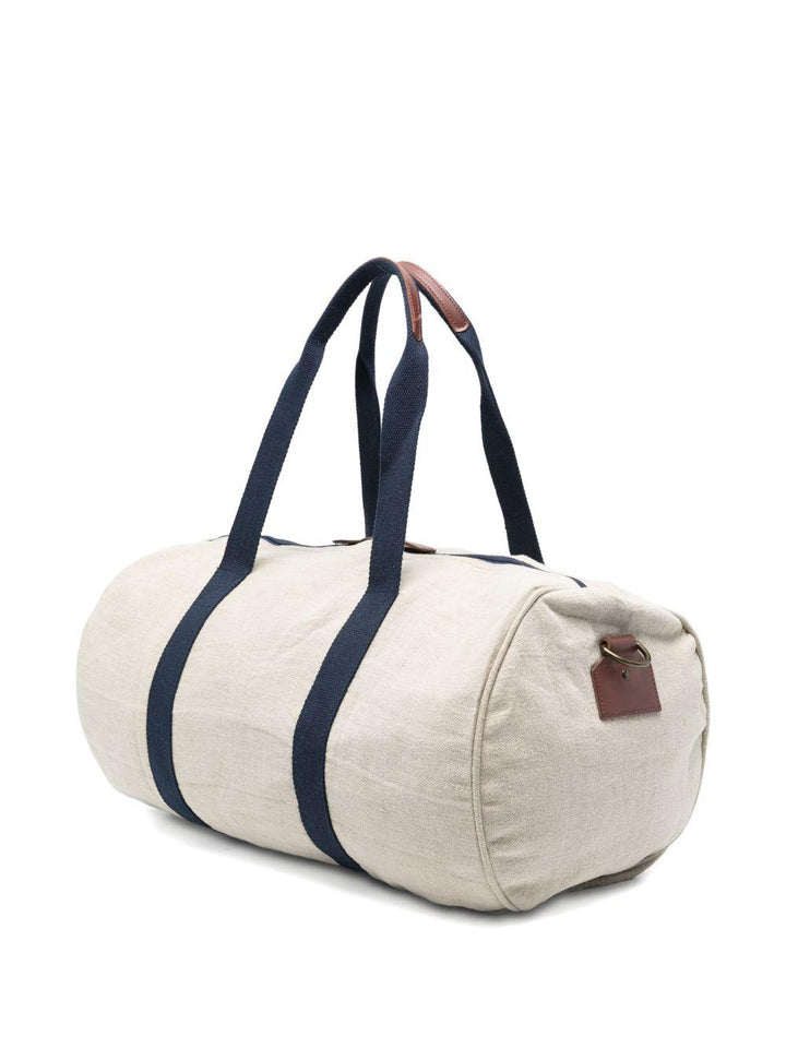 Borsone beige chiaro con logo ricamato 