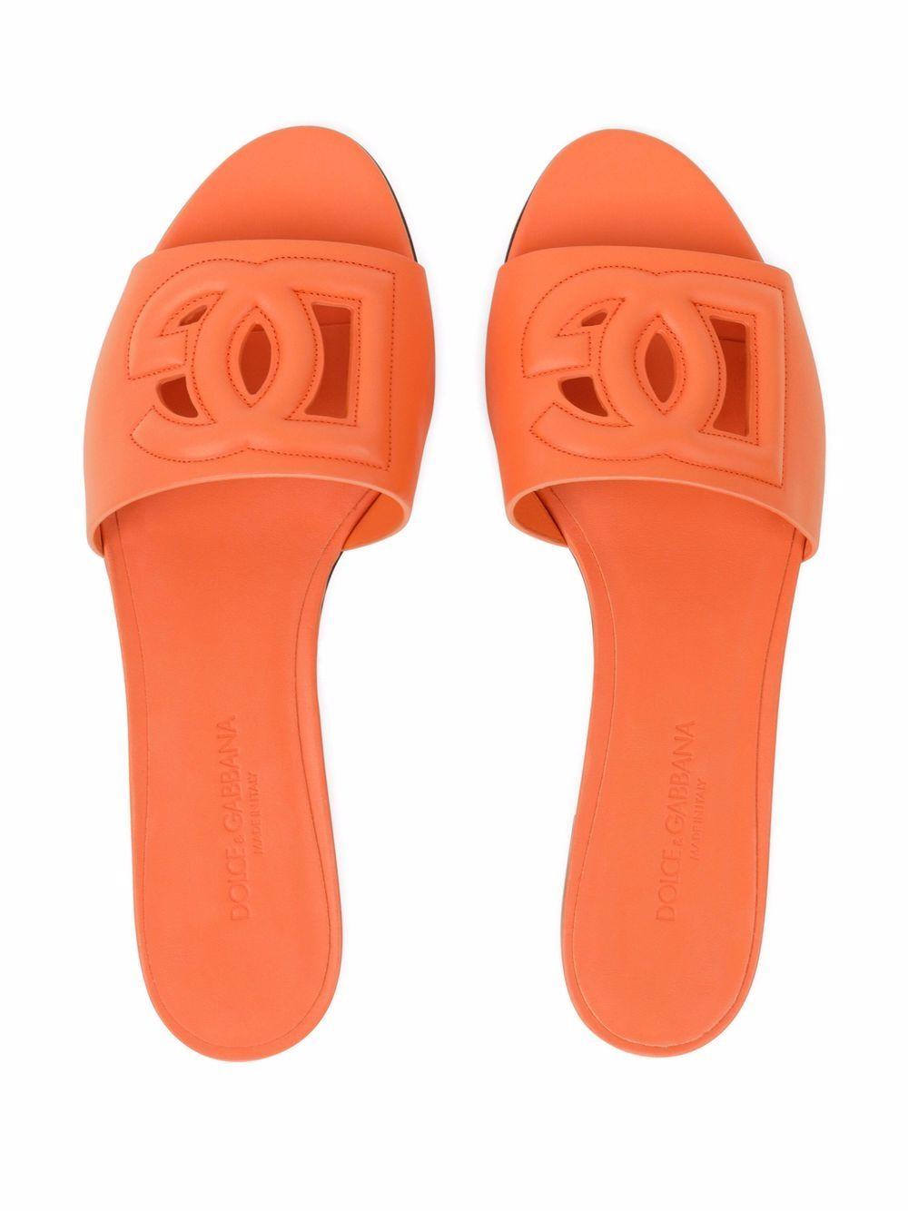 Sandali in pelle con logo DG 
