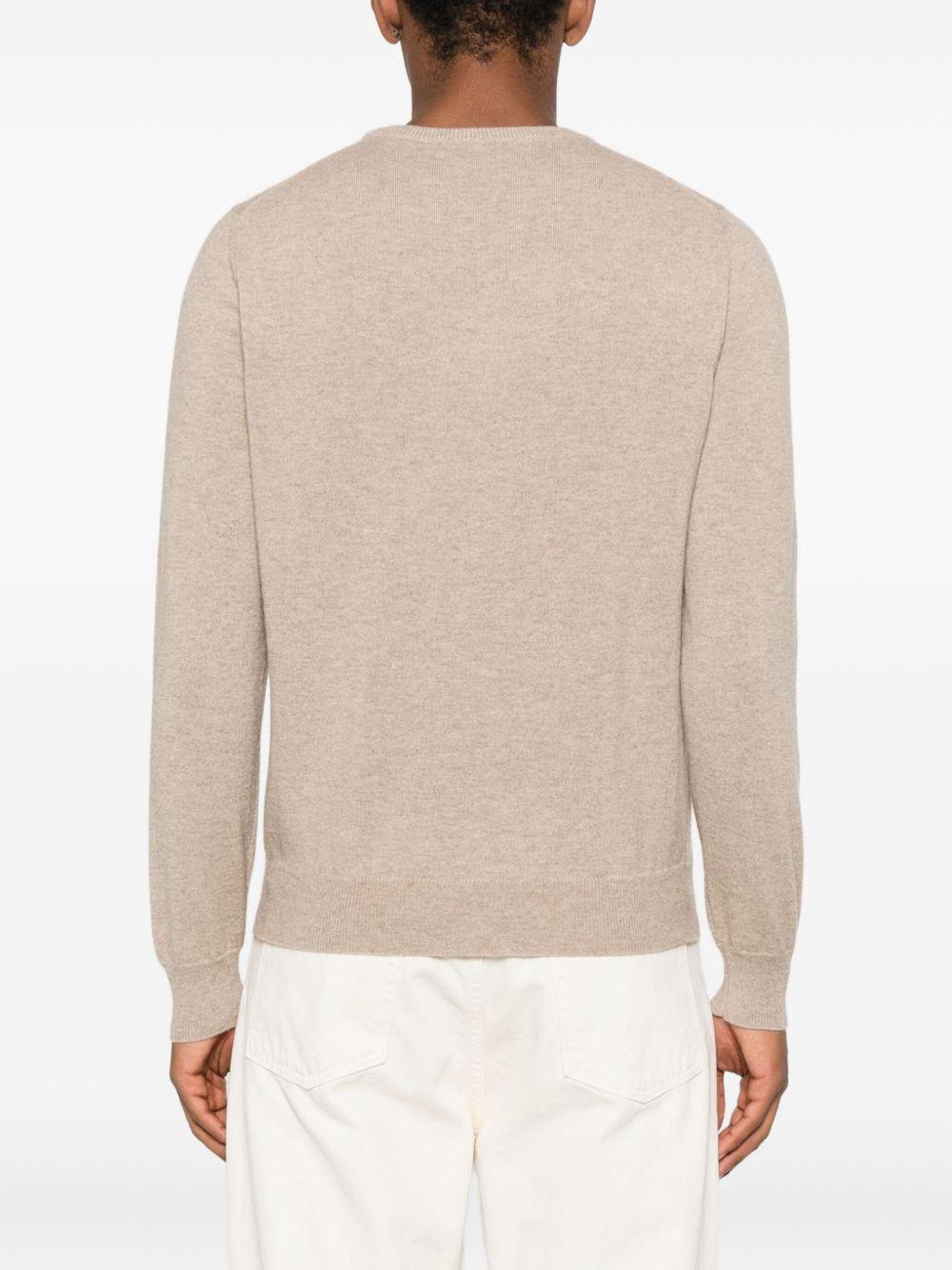 Maglione girocollo beige in cashmere 