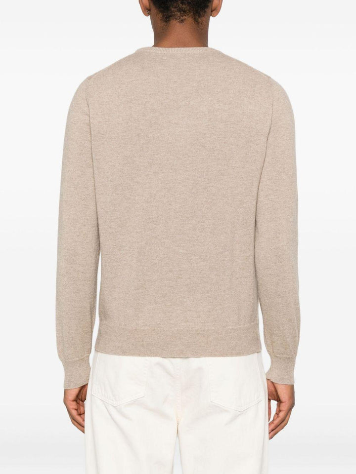 Maglione girocollo beige in cashmere 