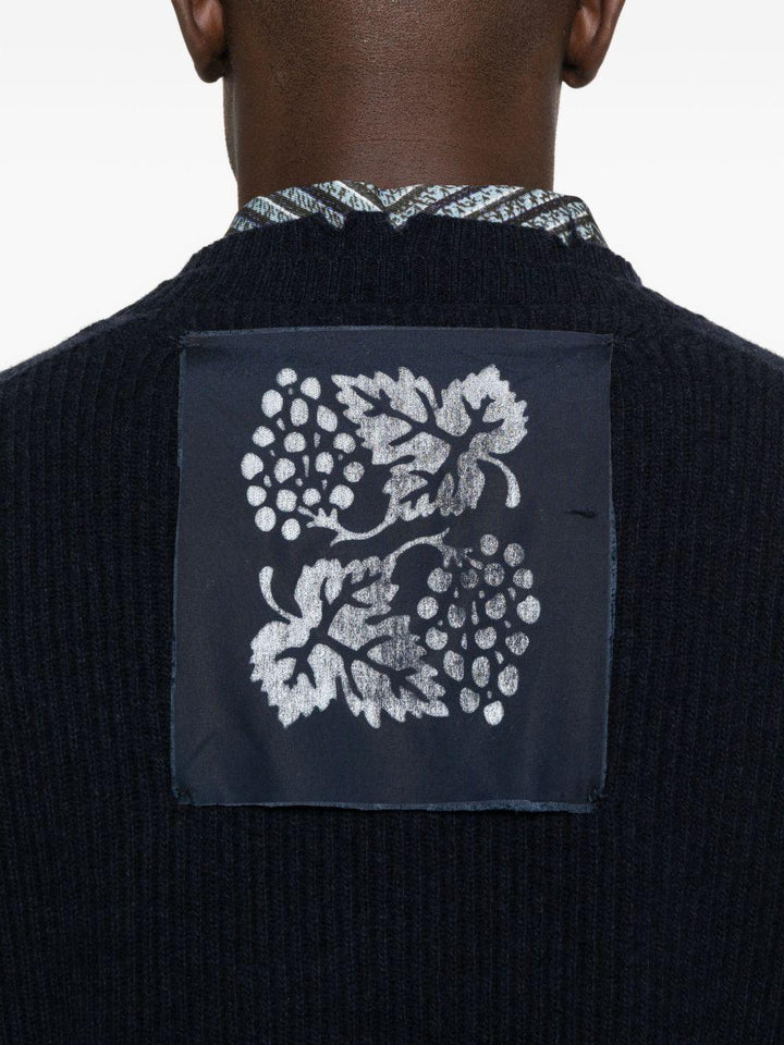 Maglione blu a coste 