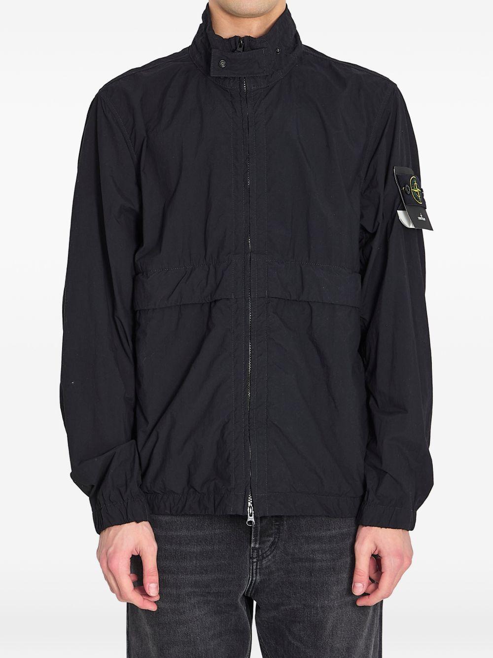 Giacca Nylon Smerigliato nera e logo patch 