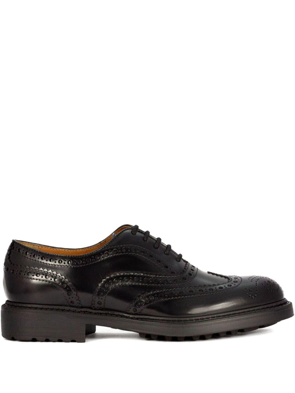 Oxford nere in pelle con design wingtip 