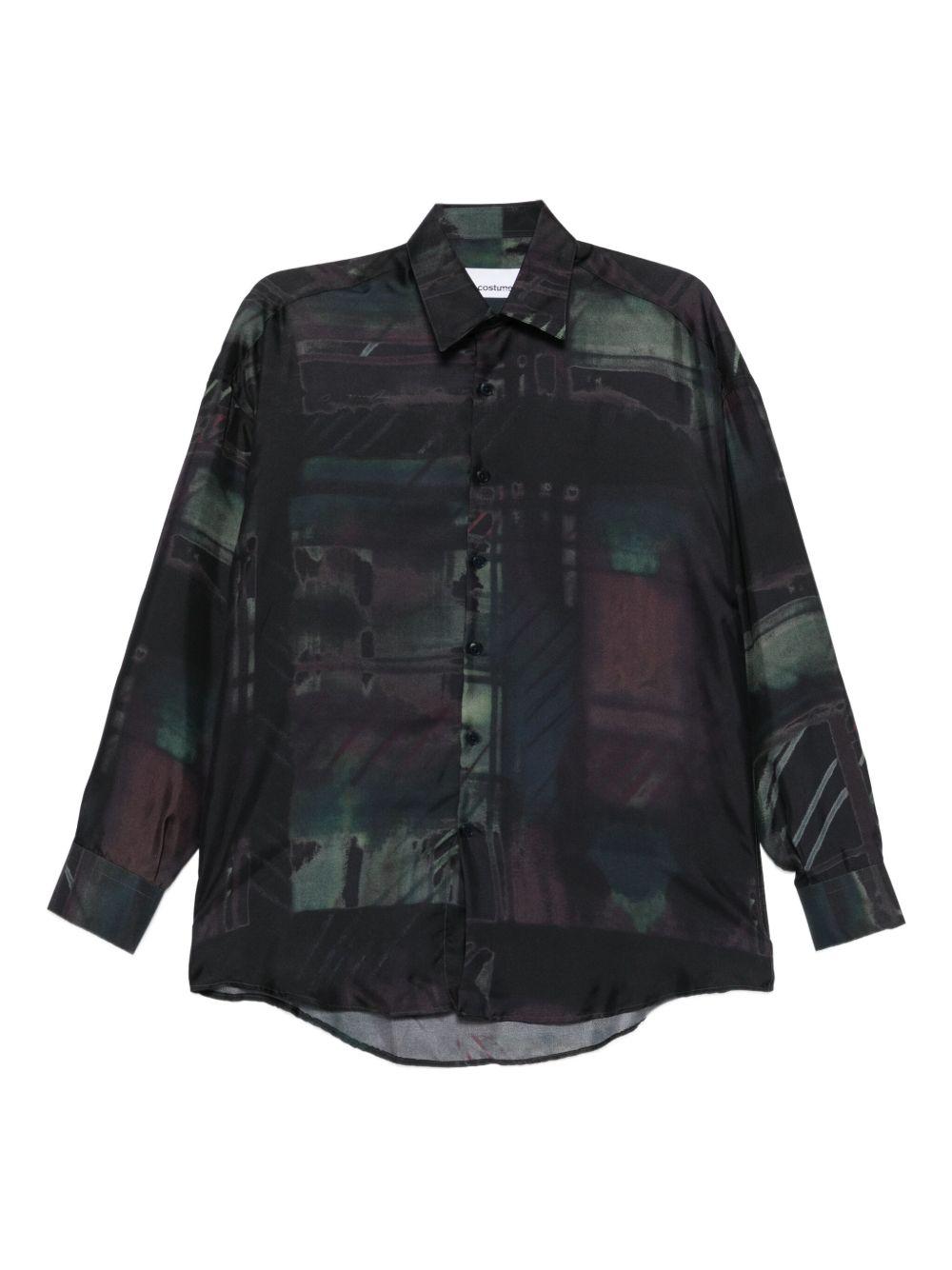 Camicia con stampa astratta nera 