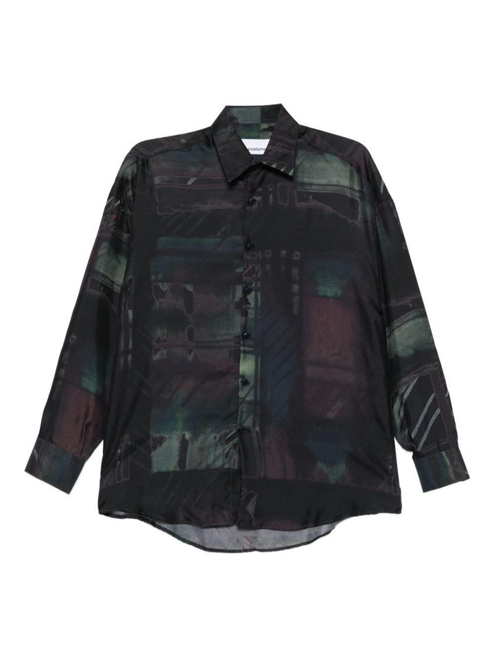 Camicia con stampa astratta nera 
