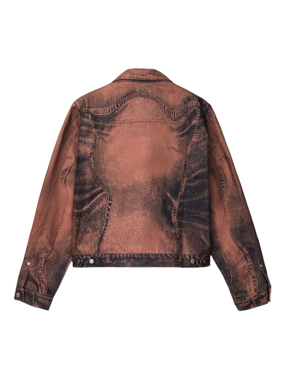 Giacca denim con lavaggio marrone 