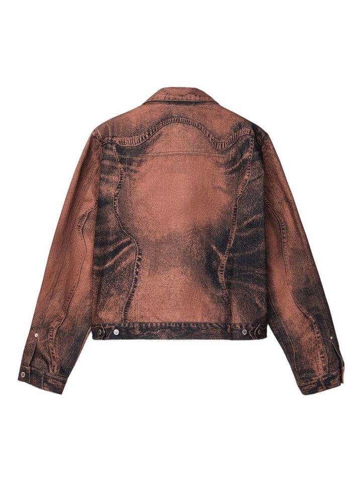 Giacca denim con lavaggio marrone 