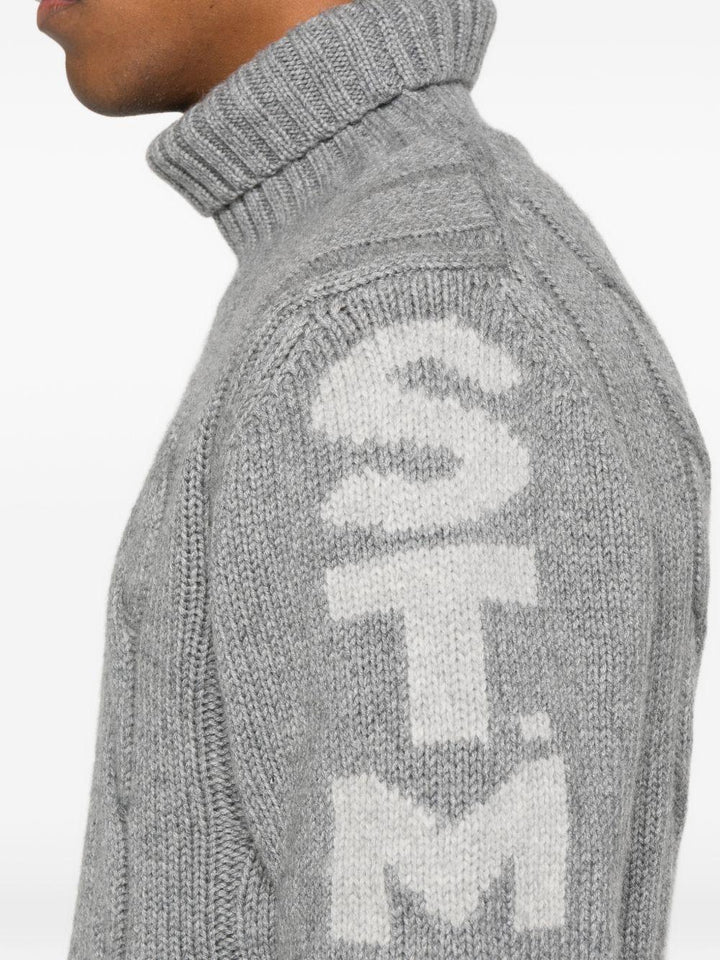Maglione grigio mélange a collo alto 