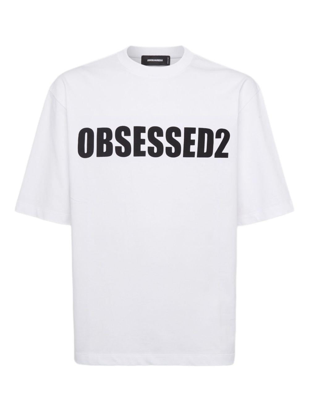 T-shirt bianca Obsessed2 con girocollo 