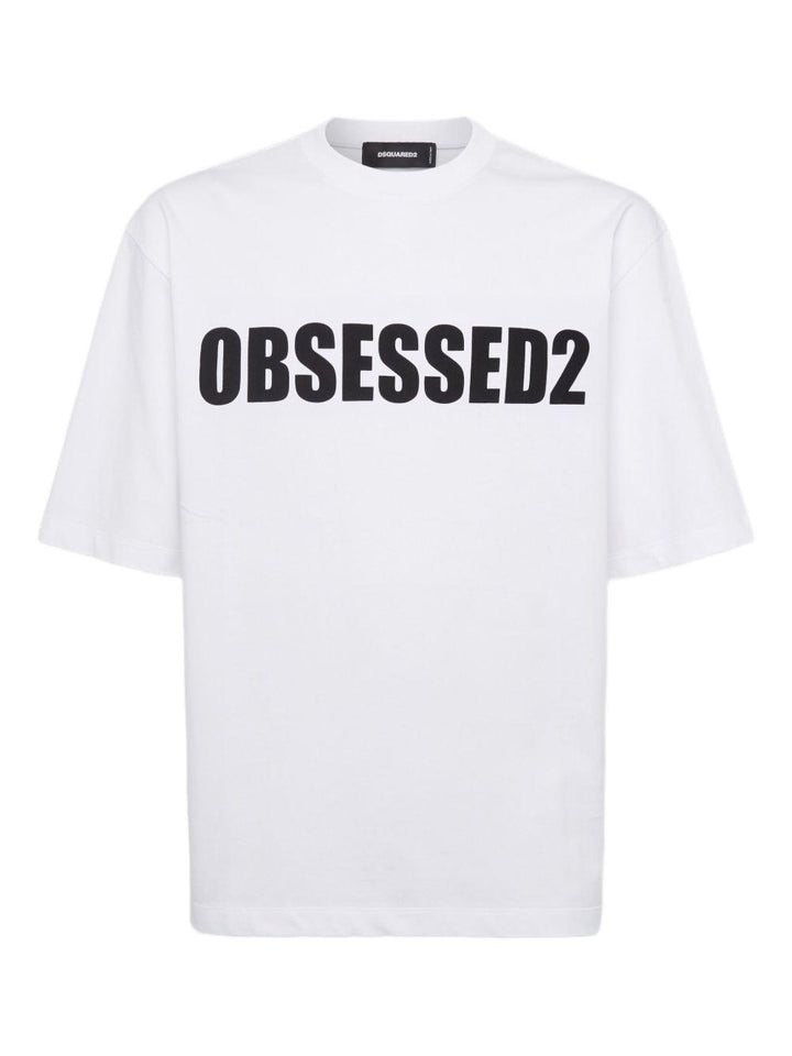 T-shirt bianca Obsessed2 con girocollo 