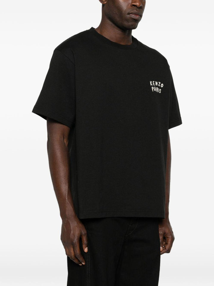 T-shirt con logo ricamato nera 