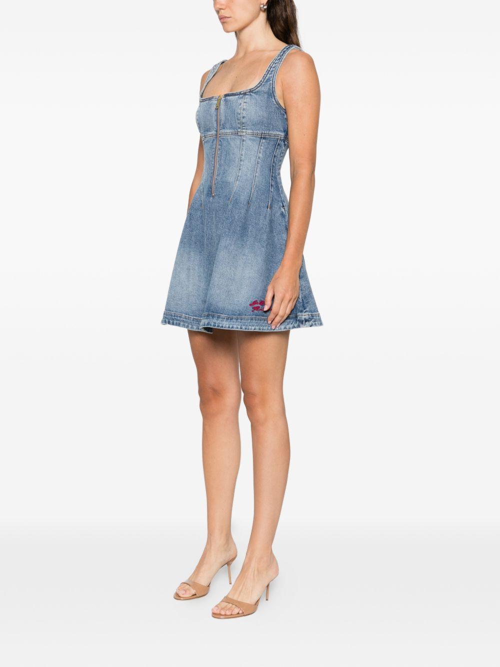 Abito corto in denim con zip 