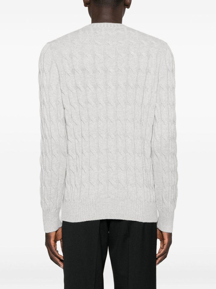 Maglione con lavorazione intrecciata grigio chiaro 