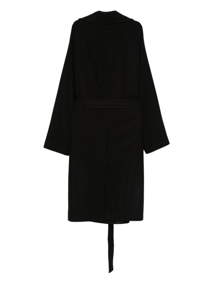Cappotto doppiopetto con cintura nero 