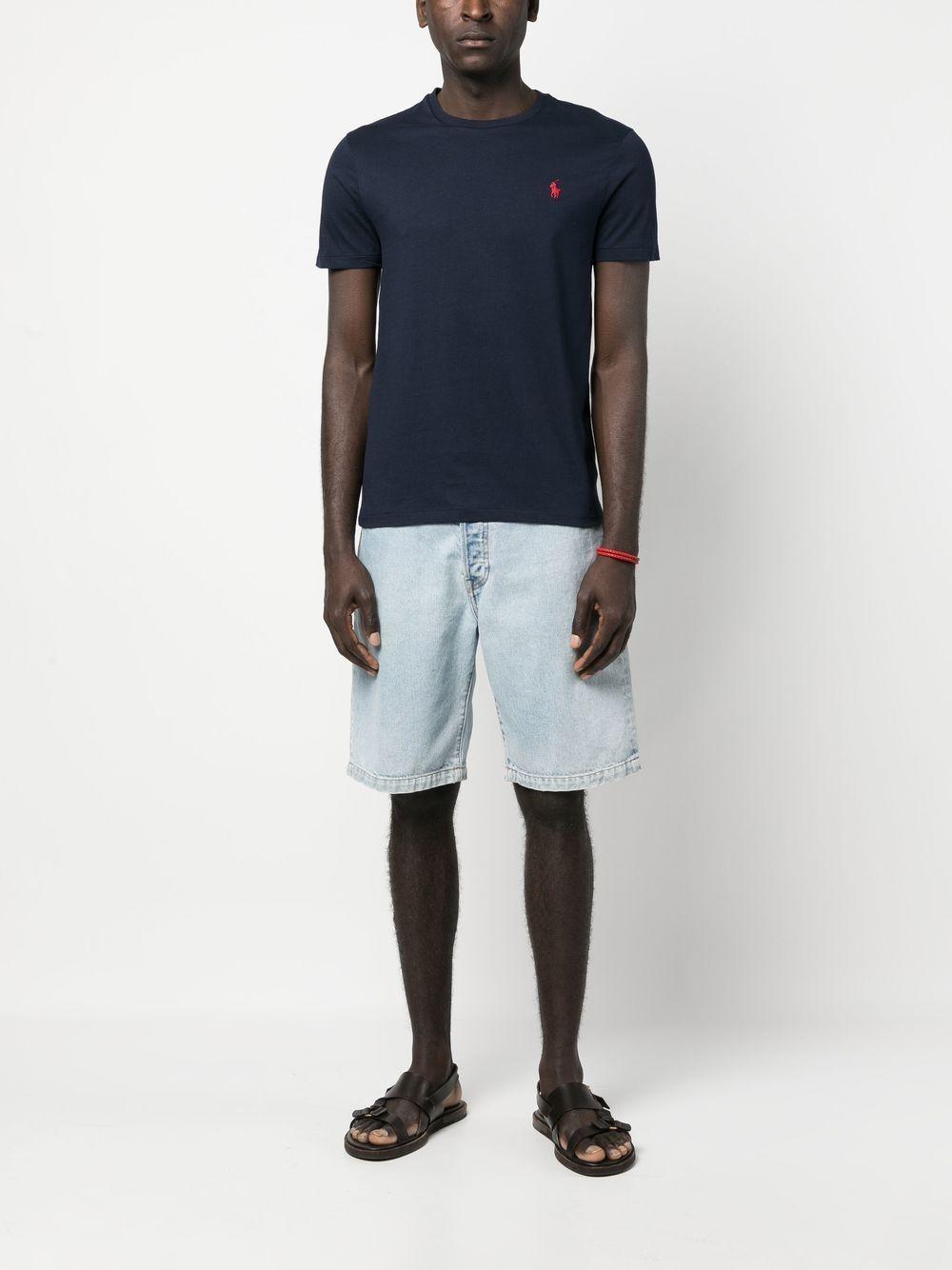 T-shirt blu logo rosso 