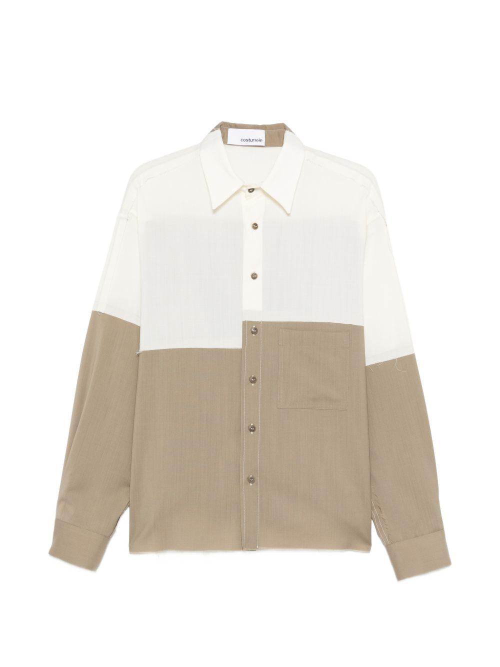 Camicia Richard bianco/beige color-block 