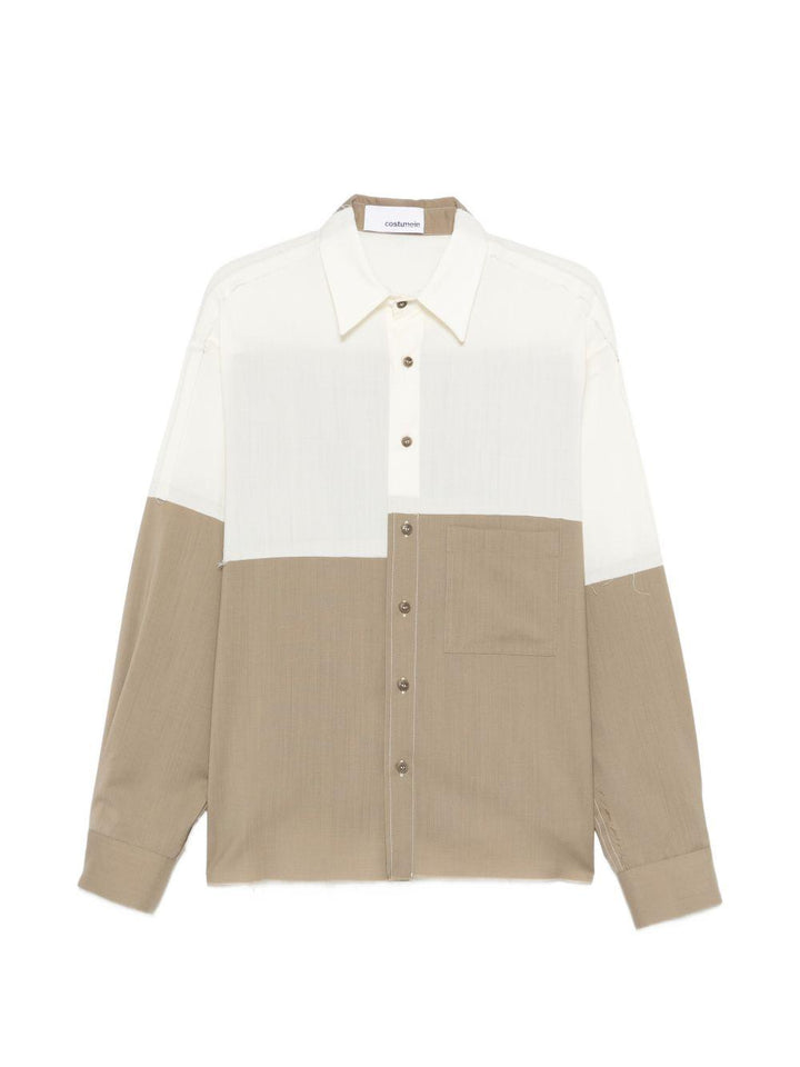 Camicia Richard bianco/beige color-block 