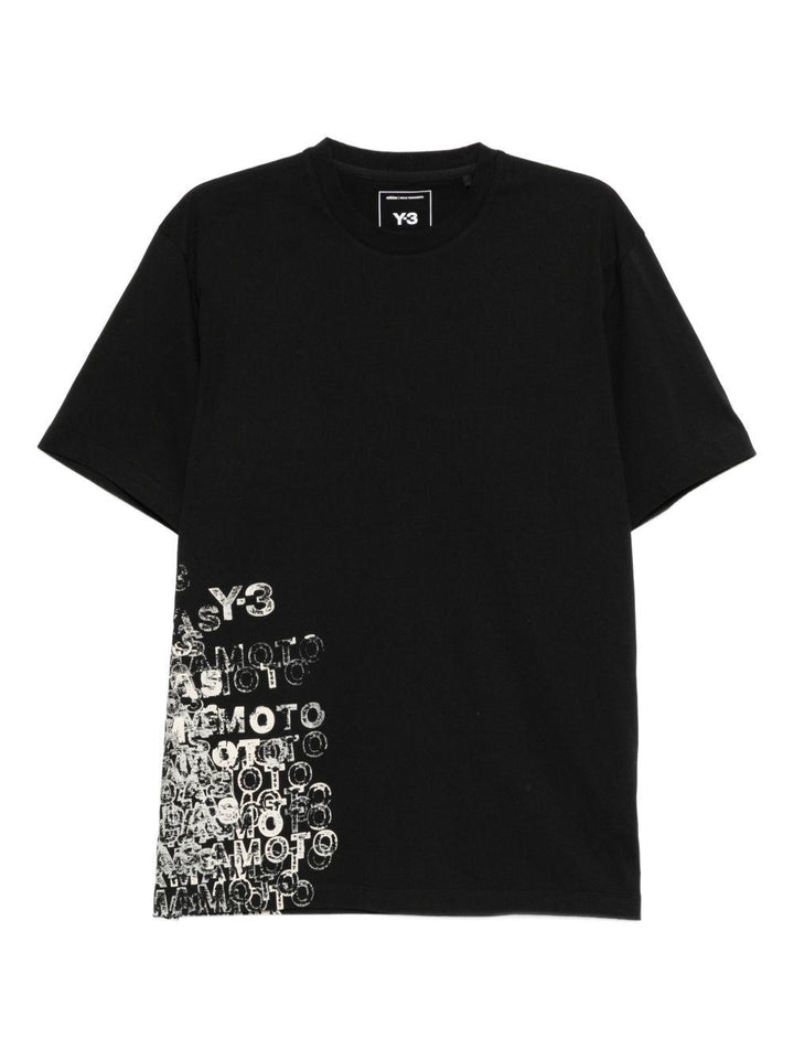 T-shirt nera con stampa frontale 