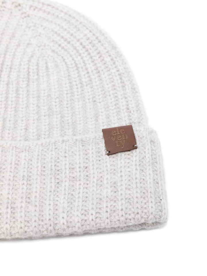 Berretto beige a coste in cashmere 