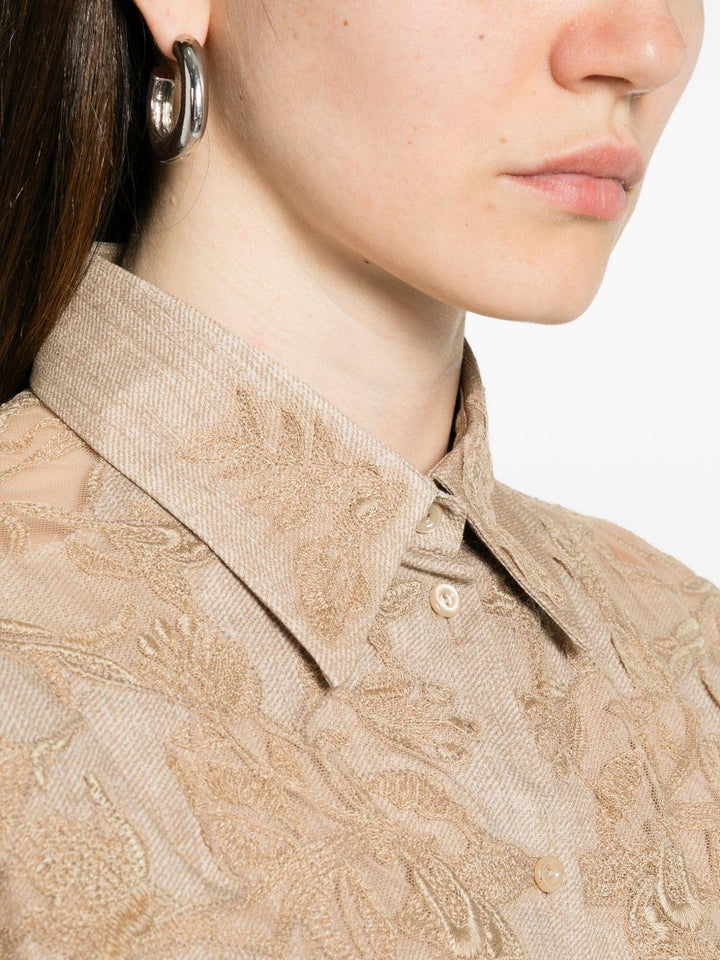 Camicia con ricamo floreale 