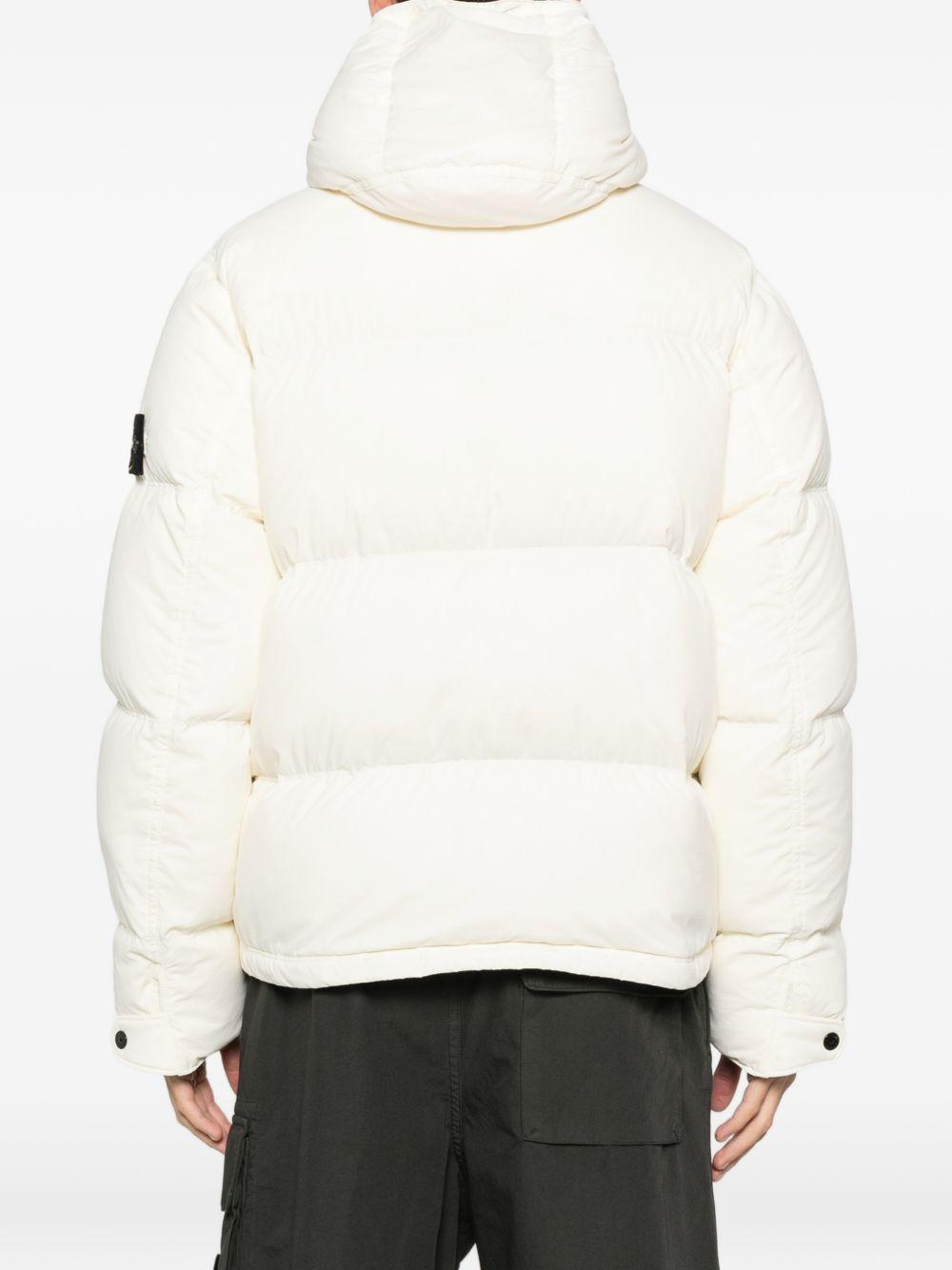 Piumino bianco con cappuccio e zip