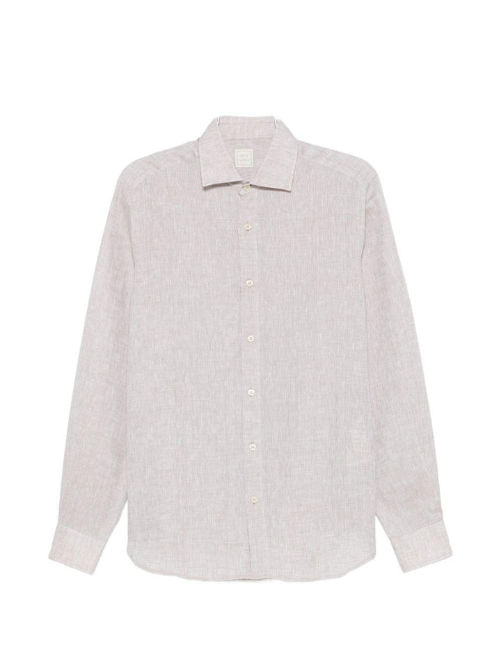 Camicia natural in lino con bottoni 