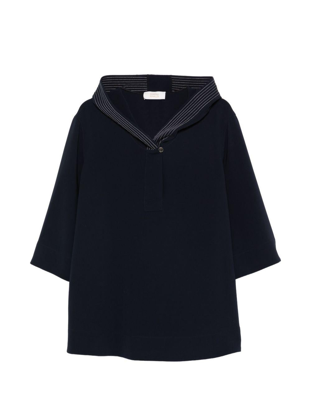 Blusa a righe con cappuccio 