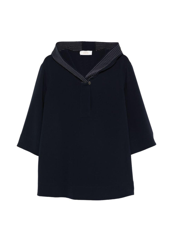 Blusa a righe con cappuccio 