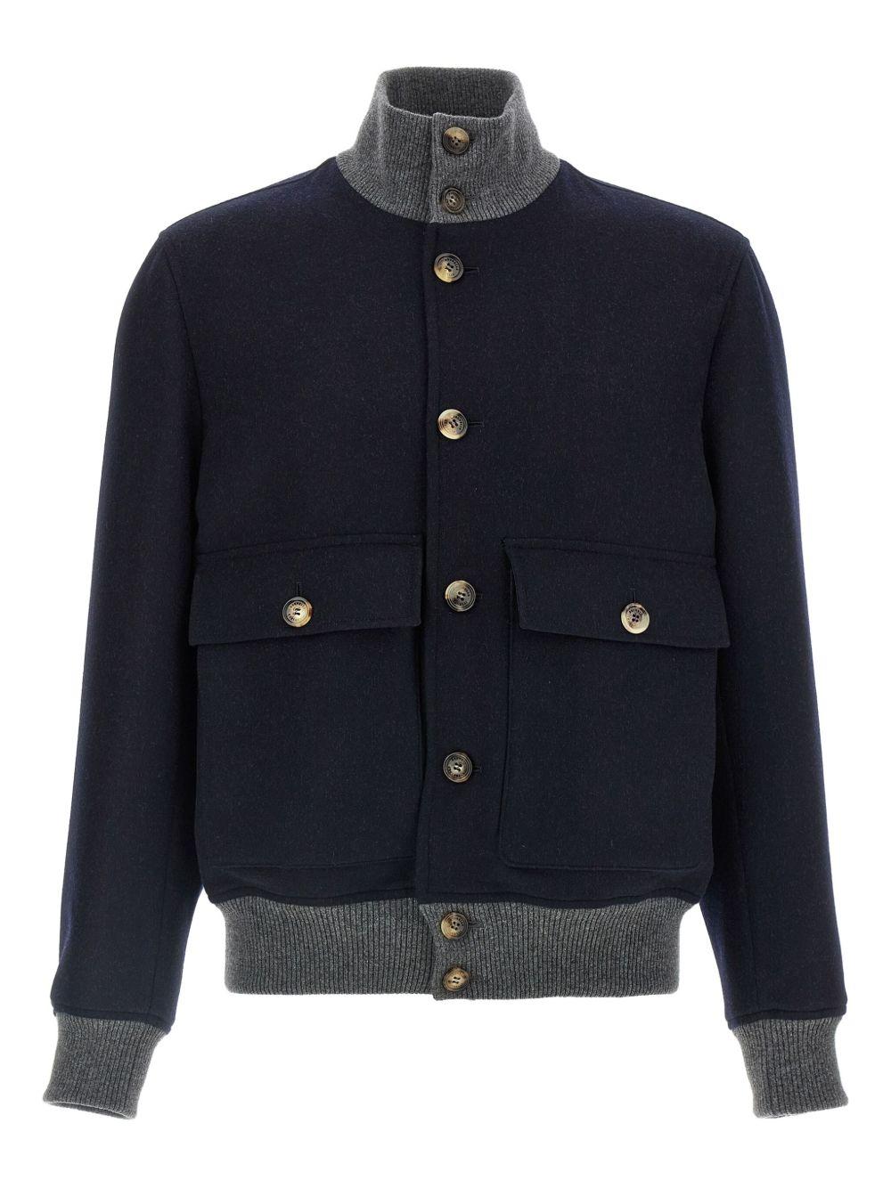 Bomber navy con bottoni e tasche con patta 