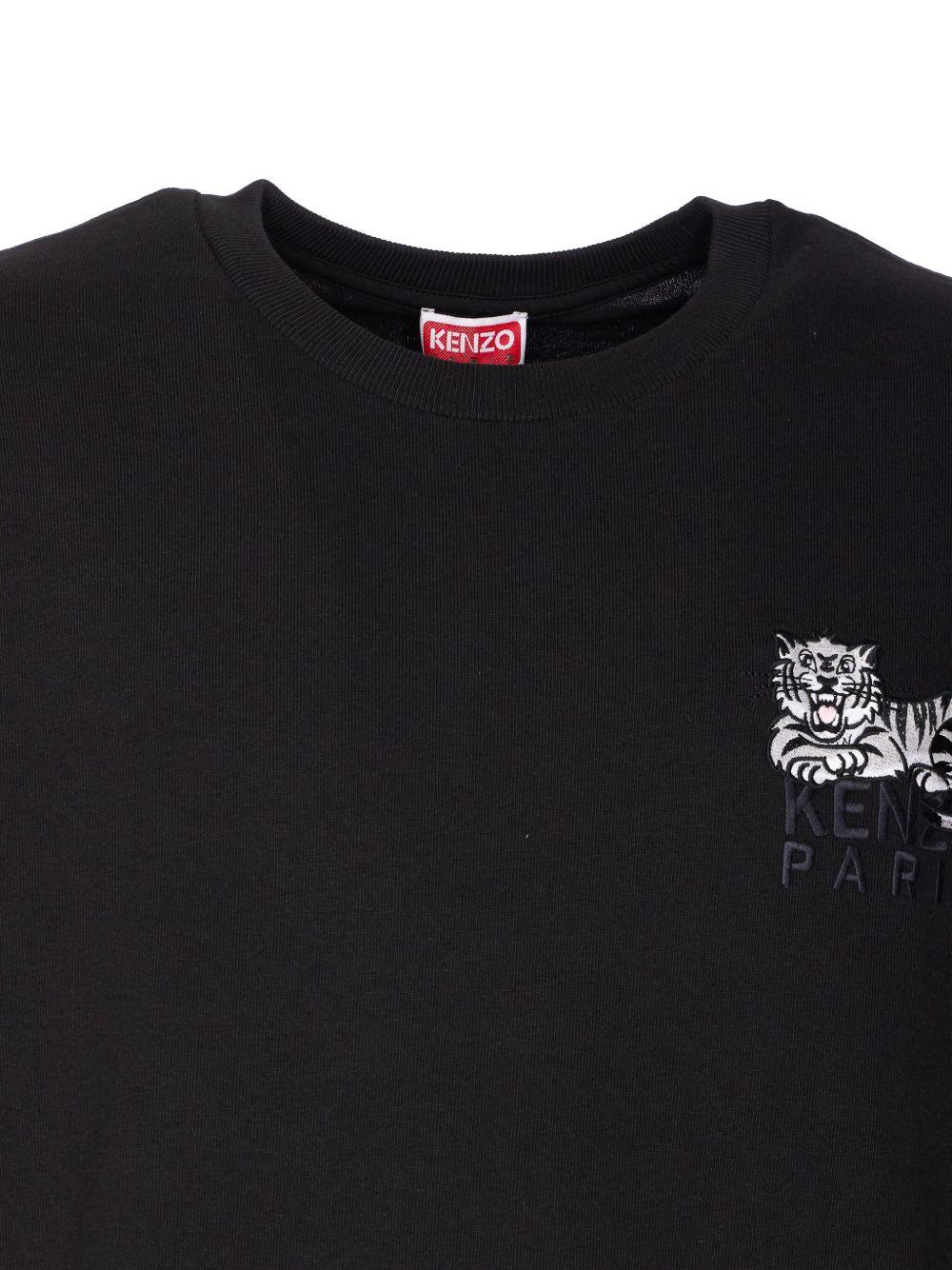T-shirt nera girocollo con ricamo 