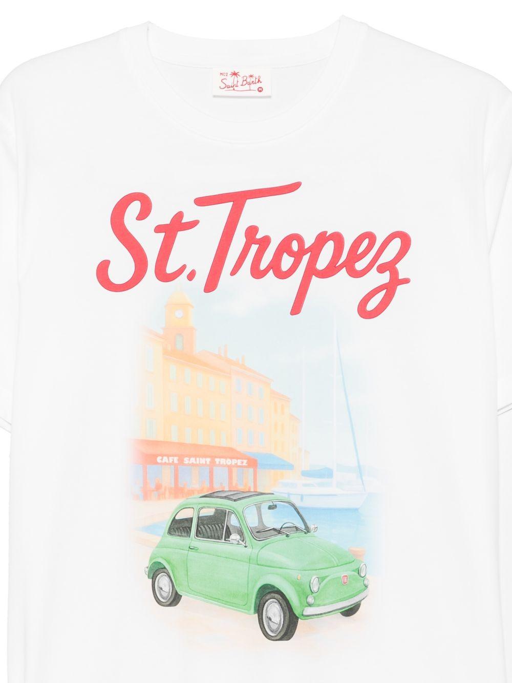 T-shirt bianca in cotone con stampa 