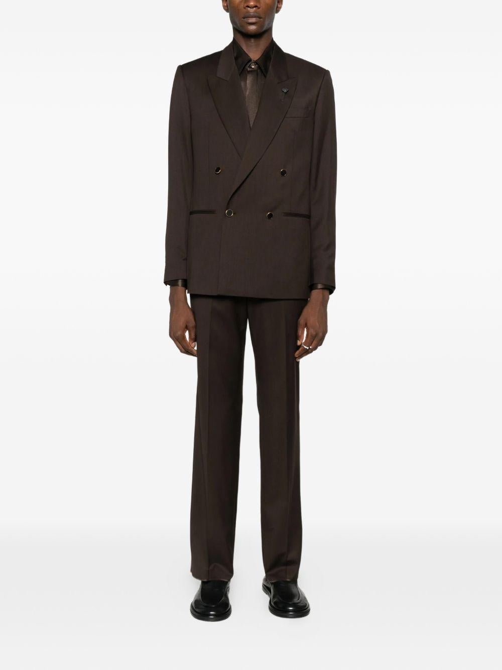 Blazer Marrone Doppiopetto con rever a lancia 