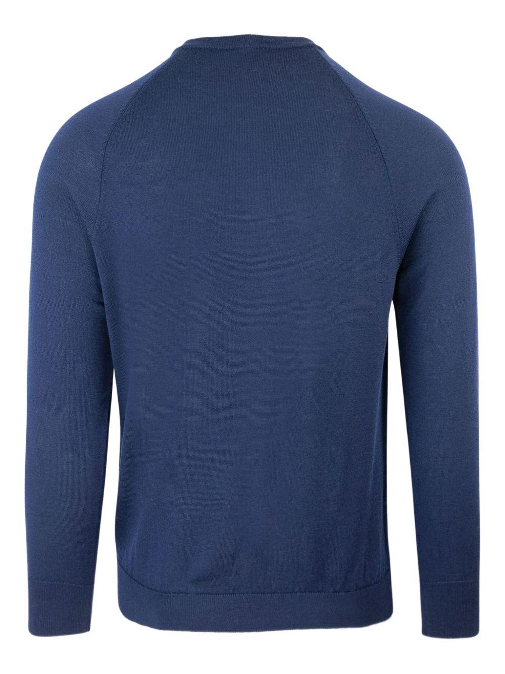 Felpa blu in lana vergine con maniche raglan 