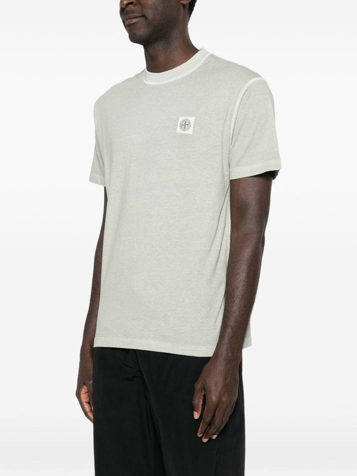 T-shirt sage con applicazione logo 